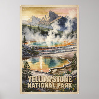 Yellowstone Nationalpark Reisen im Vintage-Stil Poster