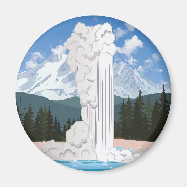 Yellowstone Nationalpark Retro Alte Treppe Magnet (Vorne)