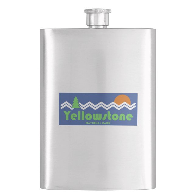 Yellowstone Nationalpark Retro Flachmann (Vorderseite)
