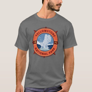 Yellowstone Nationalpark Retro Kompass Emblem T-Shirt