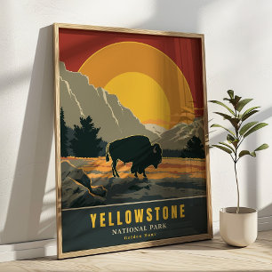 Yellowstone Nationalpark Retro Travel Poster