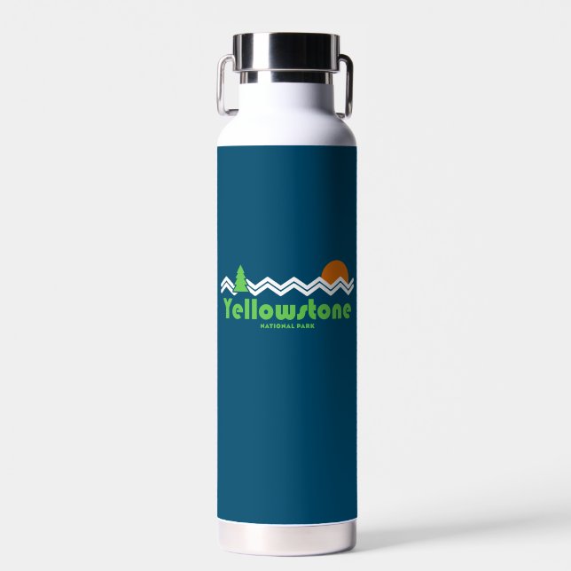 Yellowstone Nationalpark Retro Trinkflasche (Vorne)