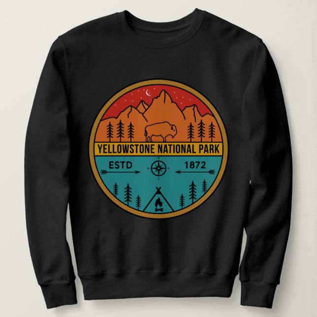 Yellowstone Nationalpark Retro Wyoming USA Bison Sweatshirt (Design vorne)