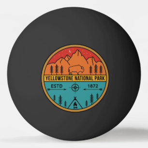 Yellowstone Nationalpark Retro Wyoming USA Bison Tischtennisball