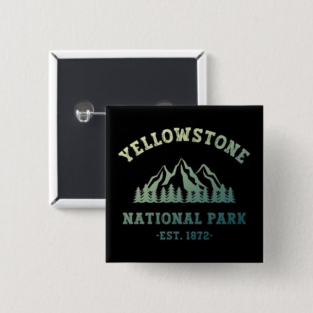 Yellowstone Nationalpark Rodelbahn Camping Button (Vorne & Hinten)