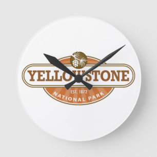 Yellowstone-Nationalpark Runde Wanduhr