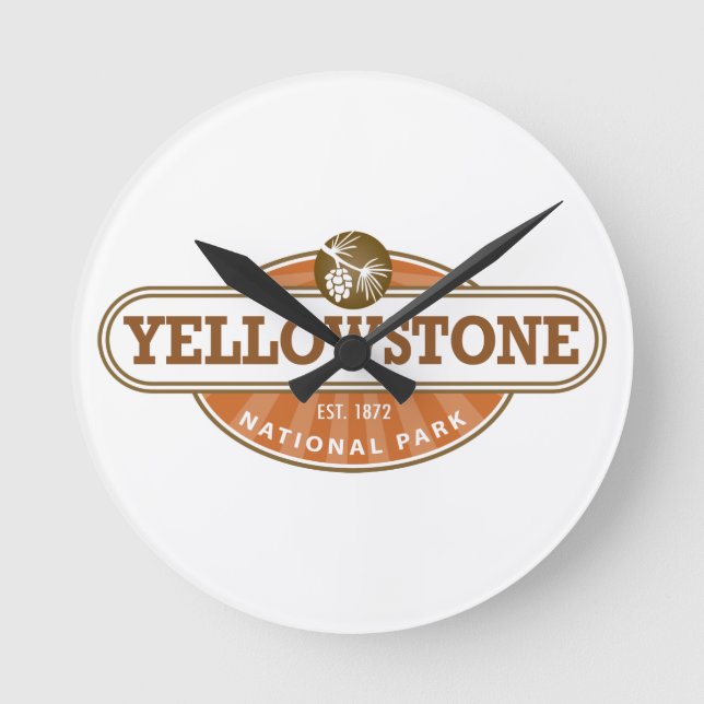 Yellowstone-Nationalpark Runde Wanduhr (Vorderseite)