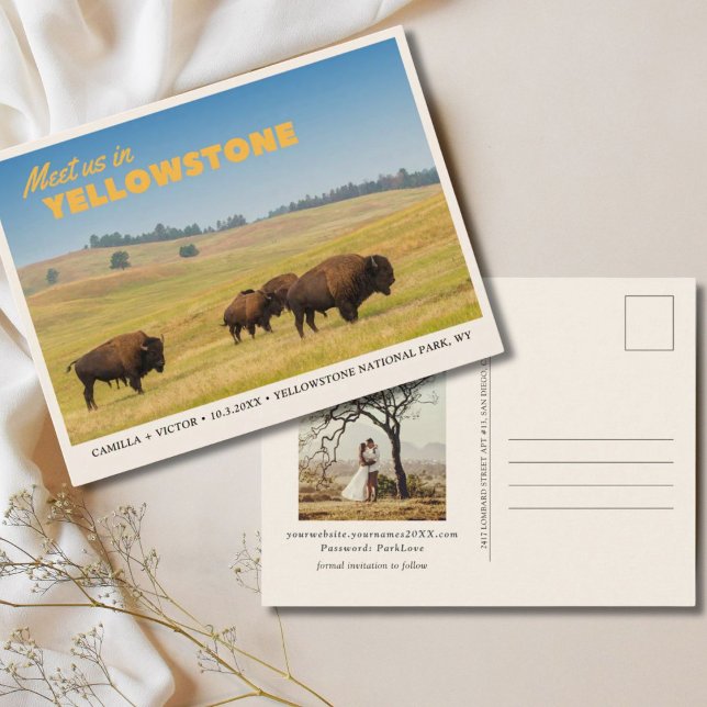 Yellowstone Nationalpark Save the Date Postcard Postkarte (Yellowstone National Park Save the Date Postcard)