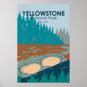 Yellowstone-Nationalpark Schlammvulkan Vintage Poster