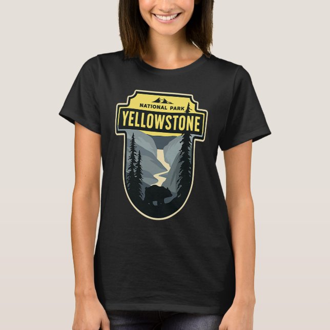 Yellowstone Nationalpark Souvenir Camping Wandern T-Shirt (Vorderseite)