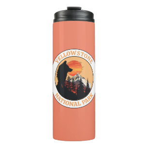 Yellowstone Nationalpark, Sunset Wolf Art, Circle Thermosbecher