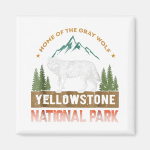 Yellowstone Nationalpark T-Shirt Wolf Vintage Herr Magnet