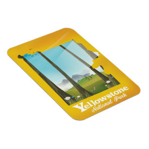 Yellowstone Nationalpark Urlaubsposter. Magnet