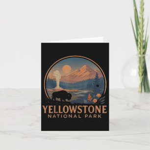 Yellowstone Nationalpark US Bison Vintage Wandern  Karte