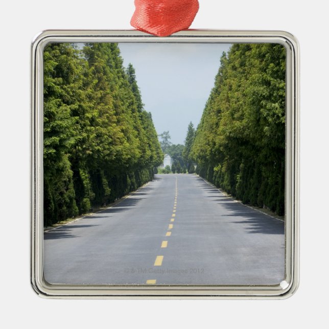 Yellowstone Nationalpark USA, Treelined Straße Ornament Aus Metall (Vorne)