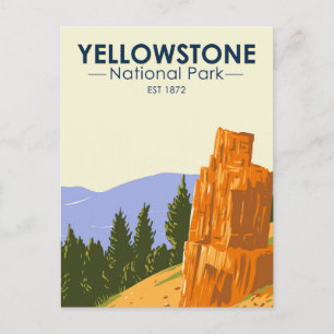 Yellowstone Nationalpark versteinerten Baum Vintag Postkarte
