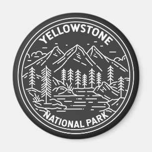 Yellowstone Nationalpark Vintag Monoline Magnet