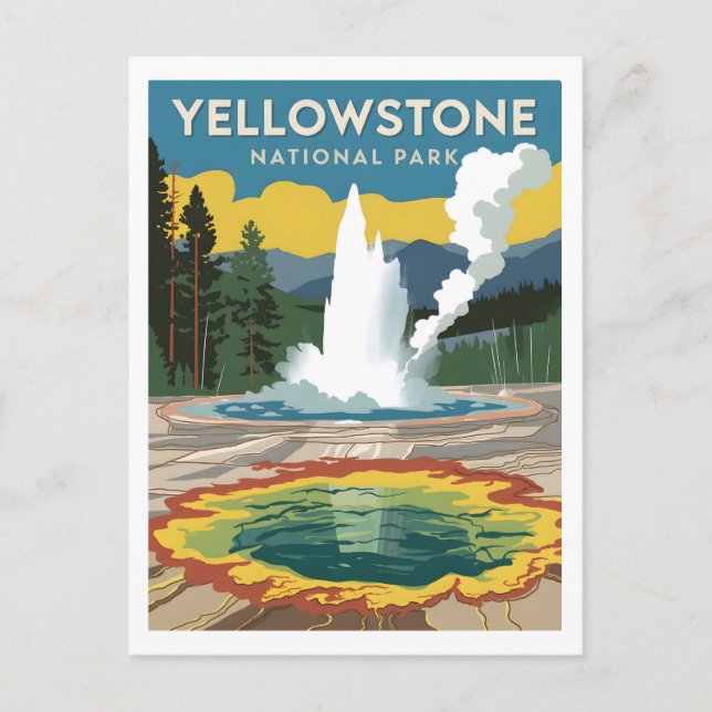 Yellowstone Nationalpark Vintag Postkarte (Vorderseite)