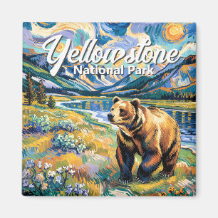 Yellowstone Nationalpark Vintage Bär Van Gogh Magnet