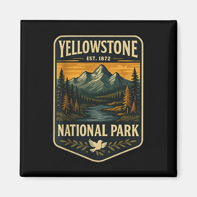 Yellowstone Nationalpark Vintage-Patch-Emblem Hik Magnet (Vorne)