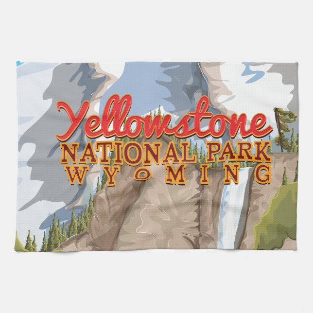 Yellowstone Nationalpark Vintage Poster Geschirrtuch (Horizontal)