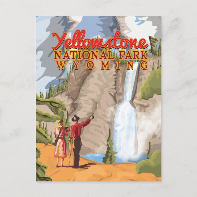 Yellowstone Nationalpark Vintage Poster Postkarte (Vorderseite)
