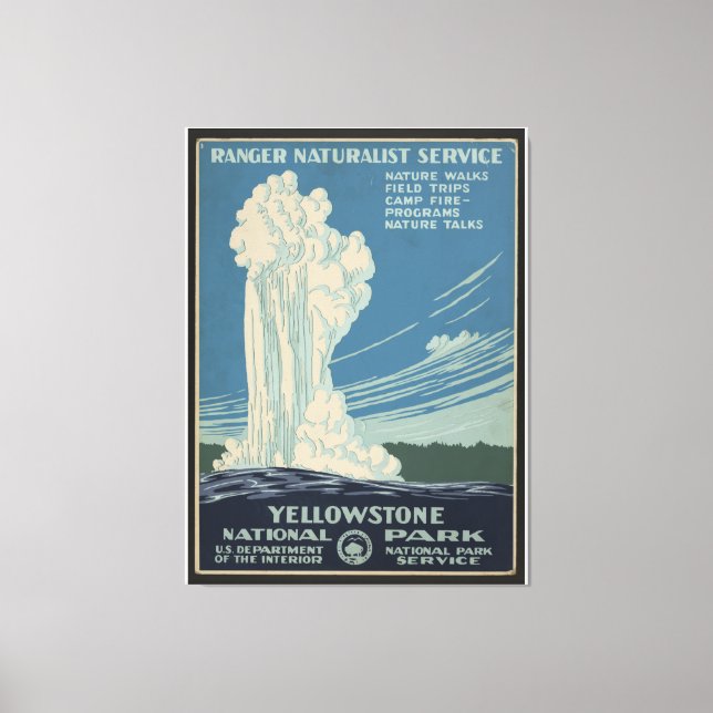 Yellowstone Nationalpark Vintage Travel Poster Leinwanddruck (Vorderseite)