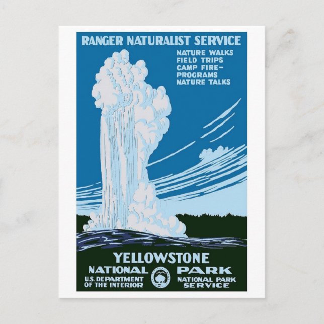 "Yellowstone Nationalpark" Vintage WPA Postkarte (Vorderseite)