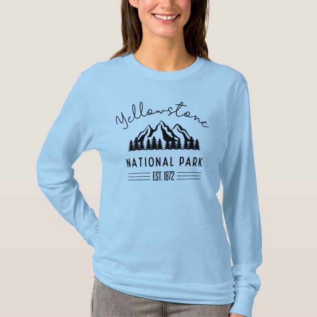 Yellowstone Nationalpark Wandern Camping T-Shirt (Vorderseite)