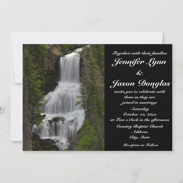 Yellowstone Nationalpark Wasserfall Hochzeit Einla Einladung (Vorderseite)