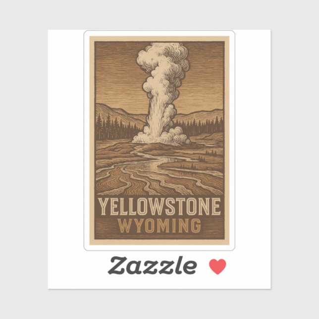 Yellowstone Nationalpark Waterproof Vinyl Sticker (Blatt)