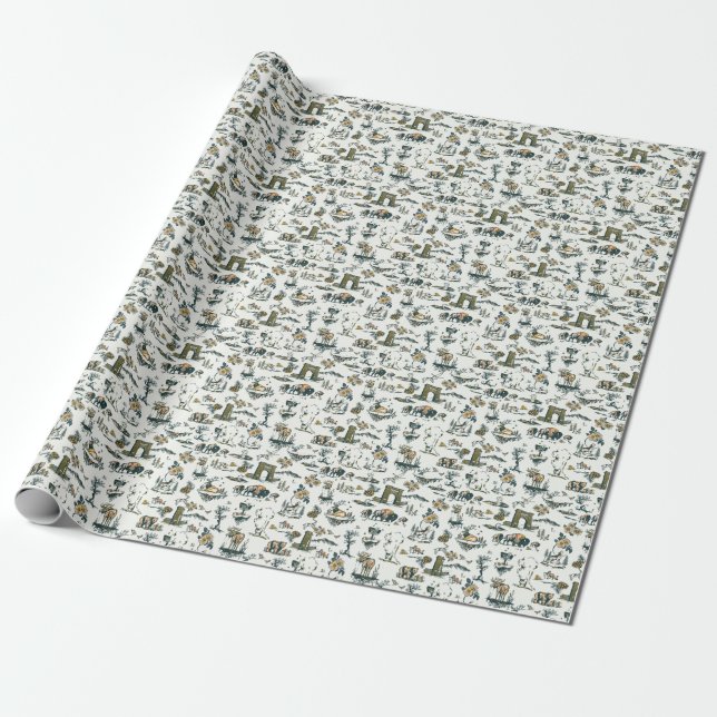 Yellowstone Nationalpark Wildlife Patches Geschenkpapier (Ungerollt)