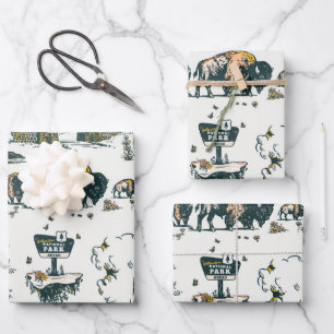 Yellowstone Nationalpark Wildlife Patches Geschenkpapier Set