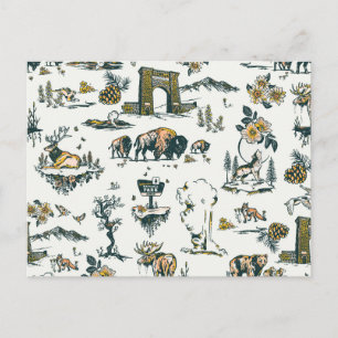 Yellowstone Nationalpark Wildlife Patches Postkarte
