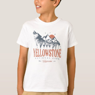 Yellowstone Nationalpark Wolf Berge Vintag T-Shirt