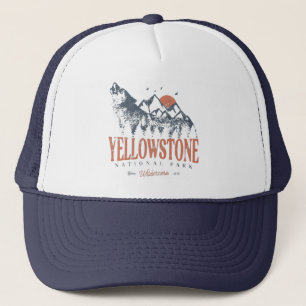 Yellowstone Nationalpark Wolf Berge Vintag Truckerkappe