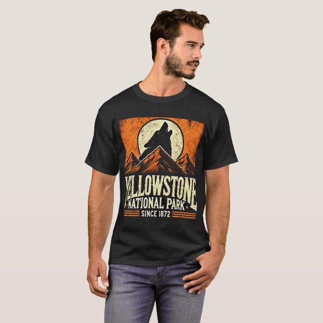 Yellowstone-Nationalpark | Wolf Mountains Vintag T-Shirt (Vorne ganz)