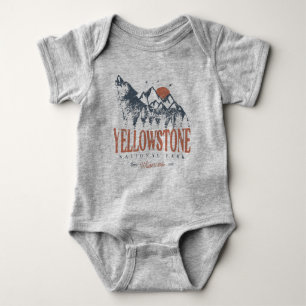 Yellowstone Nationalpark Wolf Mountains Vintage   Baby Strampler