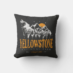 Yellowstone Nationalpark Wolf Mountains Vintage Kissen