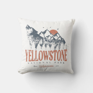Yellowstone Nationalpark Wolf Mountains Vintage Kissen