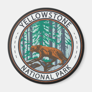 Yellowstone Nationalpark Wolverine Circle Magnet