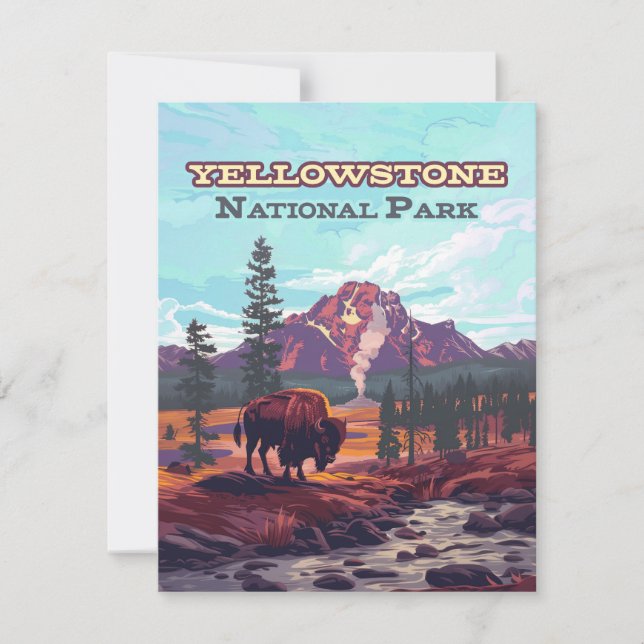 Yellowstone Nationalpark Wyoming Bison Card (Vorderseite)
