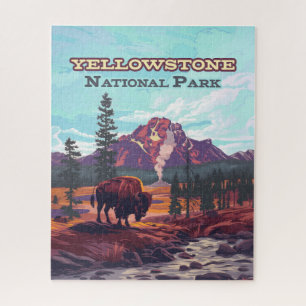 Yellowstone Nationalpark Wyoming Bison Geyser Puzzle