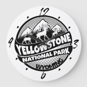 Yellowstone Nationalpark Wyoming Black Clock Große Wanduhr