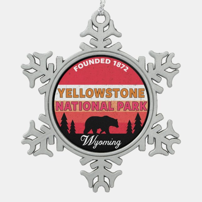 Yellowstone Nationalpark Wyoming Schneeflocken Zinn-Ornament (Vorderseite)