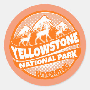 Yellowstone Nationalpark Wyomoming Orangenaufklebe Runder Aufkleber