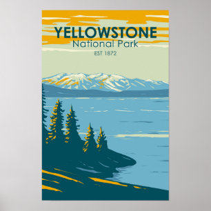 Yellowstone Nationalpark Yellowstone Lake Vintag Poster