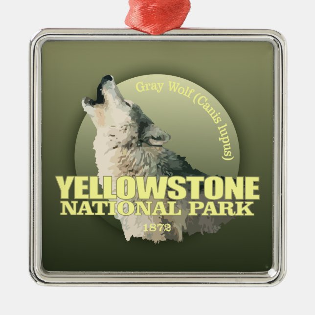 Yellowstone NP (Grauer Wolf) WT Ornament Aus Metall (Vorne)