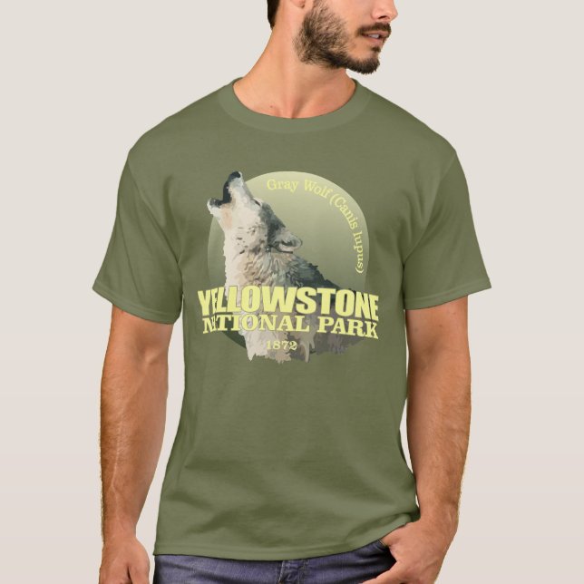 Yellowstone NP (Grauer Wolf) WT T-Shirt (Vorderseite)