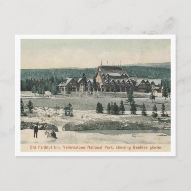 Yellowstone NP, Old Faithful Inn, Glacier 1905 Postkarte (Vorderseite)